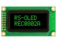 Afișaj OLED alfanumeric 8x2 RAYSTAR OPTRONICS 58x32x10mm verde PIN 16