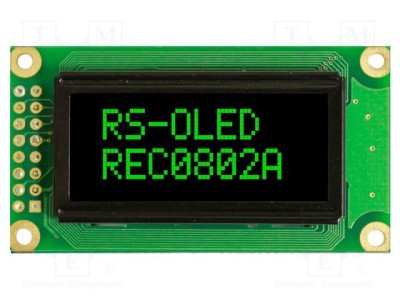 Afișaj OLED alfanumeric 8x2 RAYSTAR OPTRONICS 58x32x10mm verde PIN 16 foto