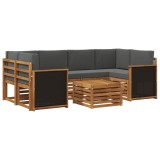 vidaXL Set de canapele de exterior cu pernă 7 pcs Natural și Antracit 3384073