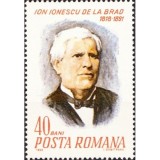 ROMANIA 1968 - 100 ani de la nasterea lui ION IONESCU DE LA BRAD serie 1 timbru, Nestampilat