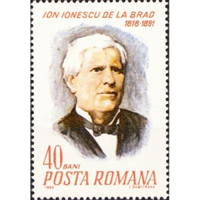 ROMANIA 1968 - 100 ani de la nasterea lui ION IONESCU DE LA BRAD serie 1 timbru foto