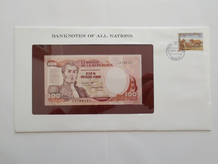 Columbia - 100 Pesos oro 1983 - In plic de prezentare