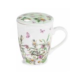 Cumpara ieftin Cana portelan cu infuzor ceai in cutie cadou Flowers &Oslash; 8,5 cm x 11 H, 300 ml
