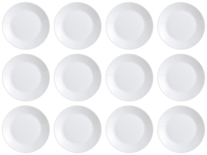Set farfurii 12 piese din Opal, Albe, diametru 25 cm