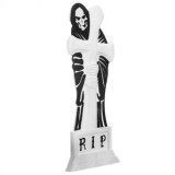 Decoratiune de podea Halloween din spuma, Mormant RIP cu Reaper, 31x2.5x70cm, Alb/Negru, CMCLASS