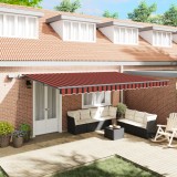 vidaXL Marchiză manuală retractabilă cu LED portocalie și maro 500x350 cm