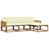 vidaXL Set de canapele de exterior cu pernă 4 pcs Natural și Crem 3381346