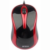 MOUSE A4tech, &quot;N 350&quot;, PC sau NB, cu fir, USB, optic, 1000 dpi, butoane/scroll 3/1, , negru / rosu, &quot;N-350-2&quot; (timbru verde 0.18 lei)