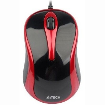 MOUSE A4tech, &amp;quot;N 350&amp;quot;, PC sau NB, cu fir, USB, optic, 1000 dpi, butoane/scroll 3/1, , negru / rosu, &amp;quot;N-350-2&amp;quot; (timbru verde 0.18 lei) foto