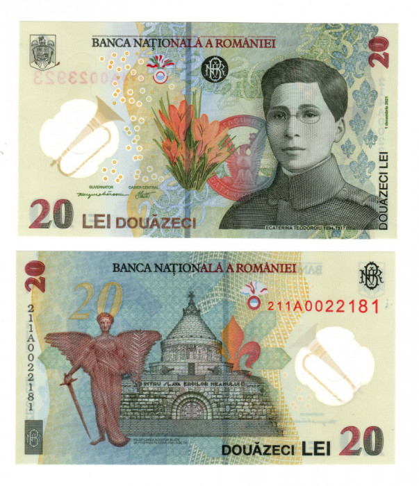 Bancnota BNR de 20 lei - Seria A - Ecaterina Teodoroiu