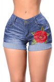 W544-444 Pantaloni scurti decorati cu floare intr-o parte