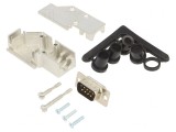Conector D-Sub 9 PIN Mufă Tată 90&deg; Negru pentru Cablu