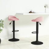 vidaXL Scaune de bar, 2 buc., roz, catifea 333606