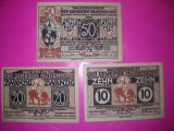 HOPCT BANCNOTA NOTGELD NR 114 NUSSENDORF - SET 3 BUC -10 ,50 SI 50 HELLER 1920 -AUSTRIA-UNC