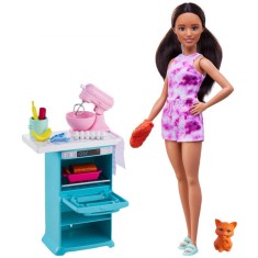Set de joaca Barbie, Papusa cu accesorii pentru gatit