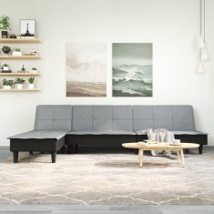 Canapea extensibilă &icirc;n formă de L gri 255x140x70 cm textil
