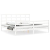 Cumpara ieftin Cadru pat cu tablie 200x200 cm, alb, lemn masiv