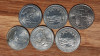 Colectie 6x SUA USA 25 cents - quarter comemorativi Parcuri, Teritorii, America de Nord