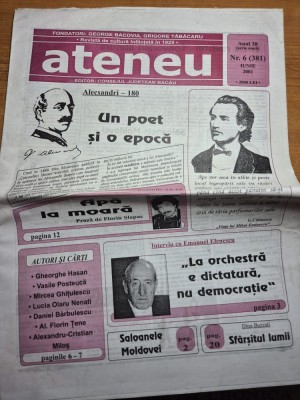 ziarul ateneu - iunie 2001 - ziar cultural foto
