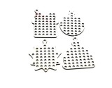 Set 4 Sabloane Cusut Craciun Lemn, Kit Creativ: Decoratiuni Brad, Felicitari Handmade, Cadouri Personalizate. Include Ac, Fire