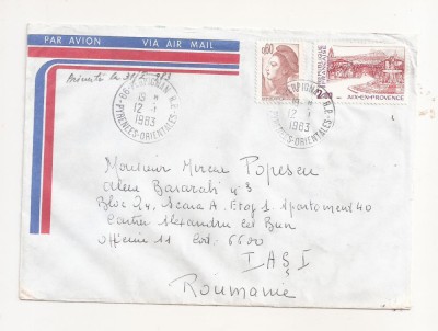 FD4 - Plic Circulat international Franta - Romania (Iasi ) , 1983 foto