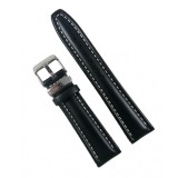 Cumpara ieftin Curea Eichmuller &ndash; Piele Neagră cu Cusătură Albă &ndash; 20/22/24 mm &ndash; Cataramă