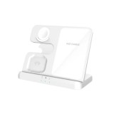 Statie Incarcare Wireless 3 In 1 USSPY, Incarcare Rapida, 15 W, alba