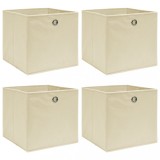 vidaXL Cutii de depozitare, 4 buc., crem, 32x32x32 cm, textil