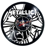 Ceas de perete decorativ realizat din disc de vinil, Model Metallica St Anger Pumn Rock Metal, Negru, 30 cm