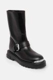 Love Moschino botine femei, culoarea negru, cu toc plat, JA24134G1LIA0000