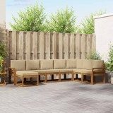 vidaXL Set de canapele de exterior cu pernă 8 pcs Natural și Bej 3366816