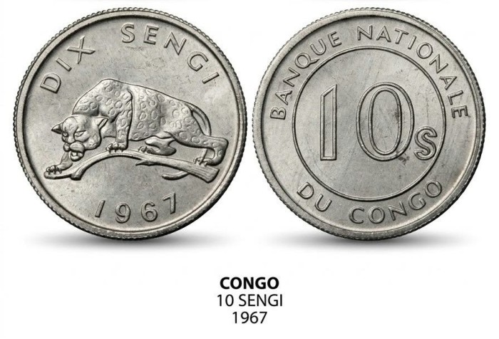D3 Congo 10 sengi 1967 UNC