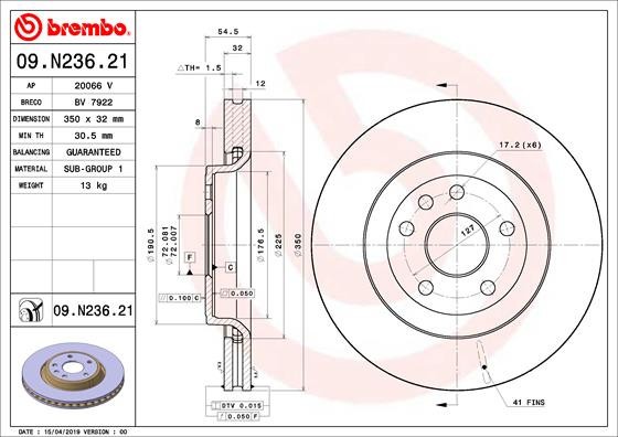 BREMBO 09.N236.21 PRIME LINE - UV Coated Disc frana