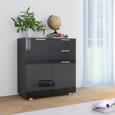 vidaXL Dulap, negru extralucios, 71x35x80 cm, lemn prelucrat foto