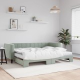 VidaXL Pat de zi cu extensie și saltele, gri deschis 80x200 cm catifea