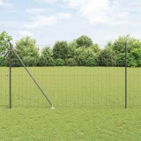 Gard Euro cu 7 posturi cu țepușe 1.5x10 m Oțel galvanizat Gri