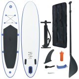 Placă SUP Gonflabilă vidaXL, 390cm, Albastru/Alb, Set Complet: Pompă, Vaslă, Geantă, Kit Reparații, Stand Up Paddle