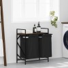 Cos rufe Gossi 2 compartimente, raft stejar maro, negru, otel, 67x33x77 cm, saci poliester