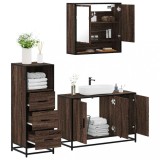 Gossi set mobilier de baie, 3 piese, stejar maro, lemn prelucrat