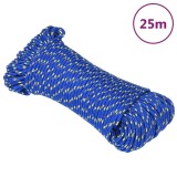 VidaXL Fr&acirc;nghie de barcă, albastru, 4 mm, 25 m, polipropilenă