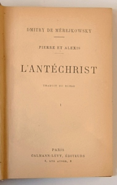 L&#039;ANTECHRIST par DMITRY DE MEREJKOWSKY, PARIS