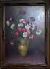 Ion CONSTANTIN (1938-2022)-Cănceu cu garoafe, pictură veche, Flori, Ulei, Realism
