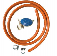 Set (kit) regulator presiune (ceas) pentru butelii cu gaz + furtun 2 m + 2... foto