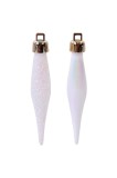 Set 18 globuri in forma de stalactite albe de Craciun, Lioness, 8 cm