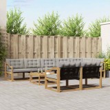 vidaXL Set de canapele de exterior 9 pcs Alb și gri deschis 3388837