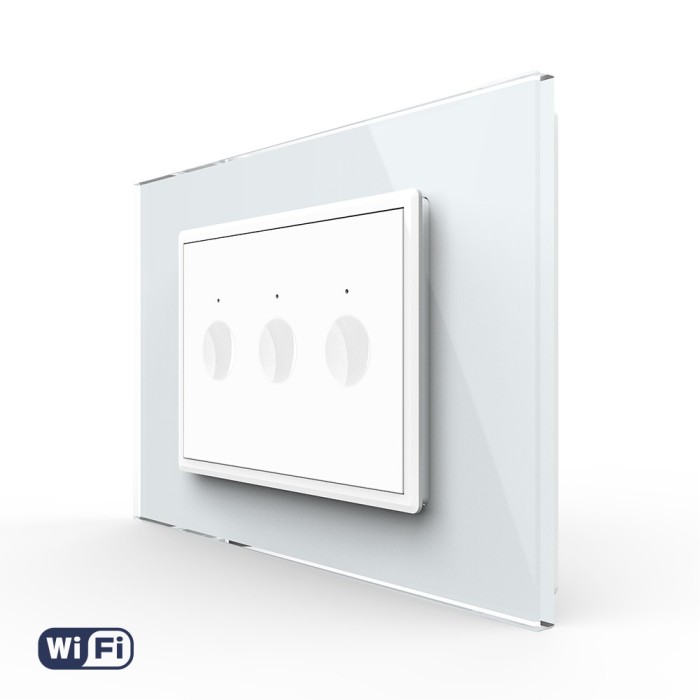 Intrerupator Triplu Wi-Fi cu Touch LIVOLO, standard italian &ndash; Serie Noua, Alb SmartElectro IntelligentHouse