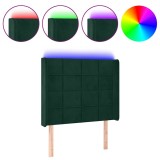 Cumpara ieftin Tablie de pat cu LED, verde inchis, 93x16x118/128cm, catifea