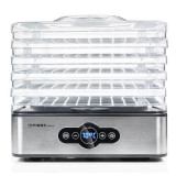 Uscator de fructe First Austria FA-5126-5, 240W, 5 niveluri, fara BPA, Termostat, Temporizator pana la 99h, 35 pana la 70C, Inox/Negru