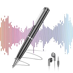 Pix Spion Reportofon Audio cu Card 16GB (Stocare 200 Ore), Activare Vocala, Reducere Zgomot DSP, Functie MP3, Dispozitiv Audio Ascuns, Metalic