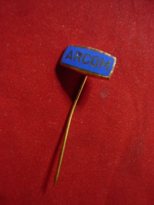 Insigna ARCOM verde , L=1,5cm ,metal si email foto